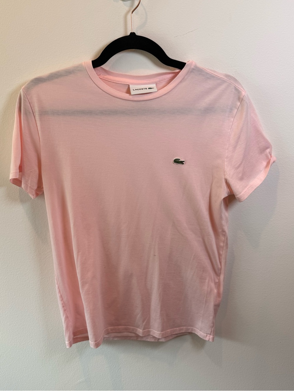 Lacoste Pink Pima Cotton Crew Neck T-Shirt Logo Tee Women’s Small